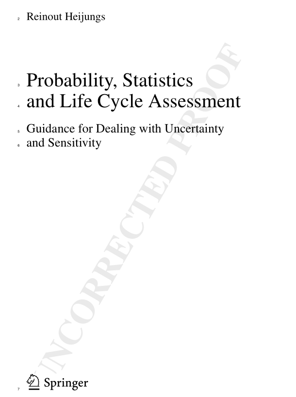 Probability, Statistics and Life Cycle Assessment - A Guide to Dealing with Uncertainty and Sensitivity (2023)
